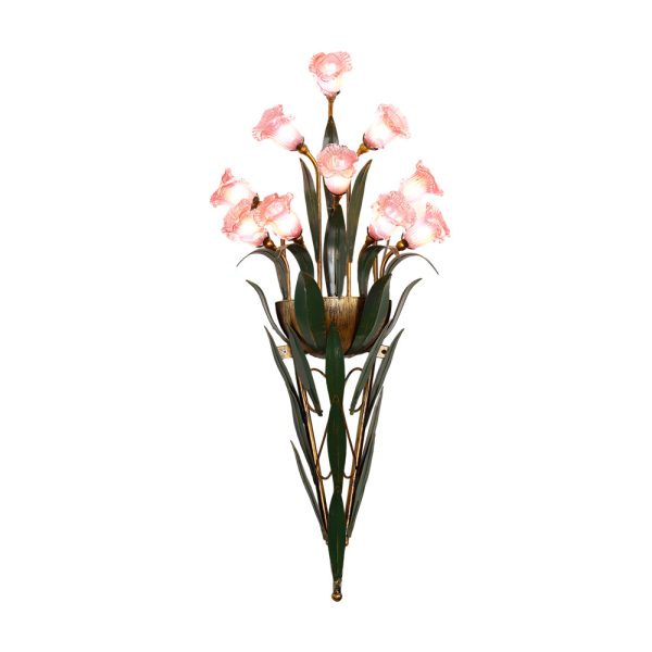 Bouquet Flowers Leaves White Light Pastoral American Style Wall Lamp - Image 13