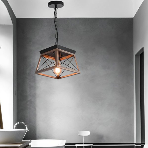Geometric Iron Adjustable Height Retro Industrial Style Chandelier Light - Image 3