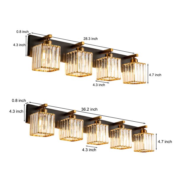 4/5 Square Crystal Luxury Electroplated Metal American Style Wall Lamp - Image 3