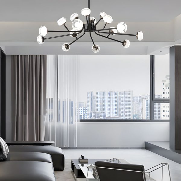 9/16-Light Black LED Sputnik Chandelier - Image 3