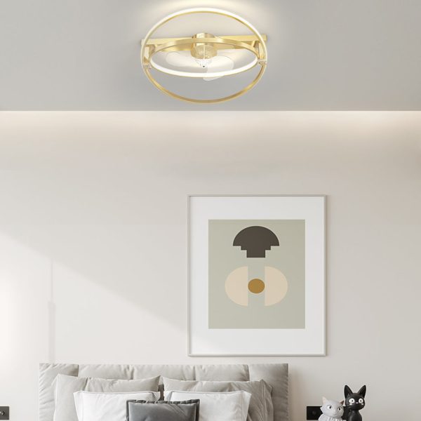 2 Rings Creative Mute Three Step Dimming LED Modern Ceiling Fan and Light - Image 2