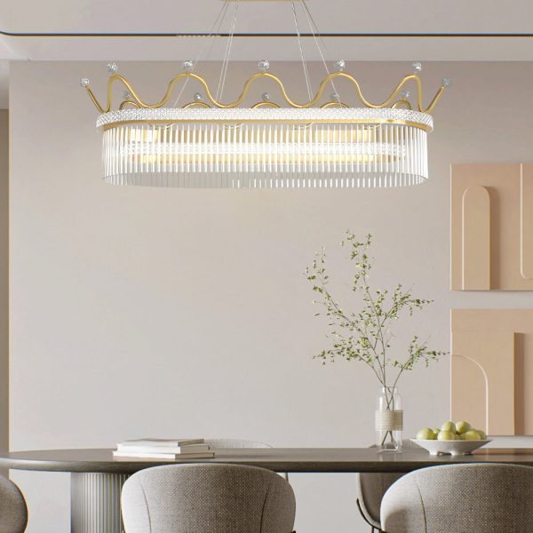 1/2 Layers Long Oval Crystal Crowns Three Step Dimming Modern Chandelier - Image 2