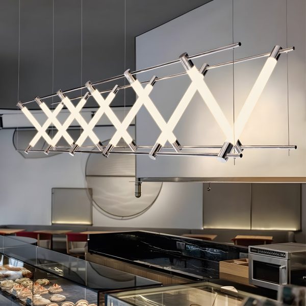 6/12-Light Acrylic Tube Geometric Long Designer LED Island Pendant Light