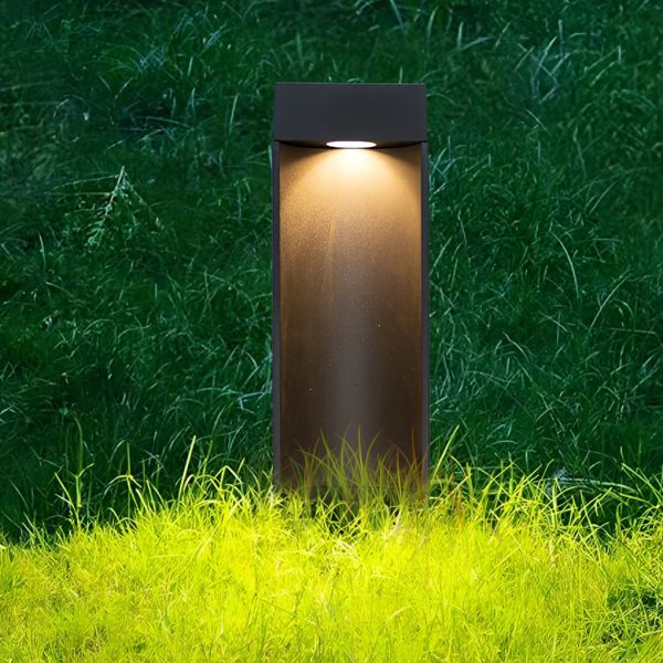 Modern 5W LED Black Outdoor Lawn Light with Open Front & Energy-Efficient