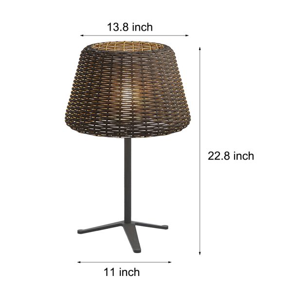 Outdoor 13.77 inch Wicker Shade Rustic Iron Table Lamp - Image 6