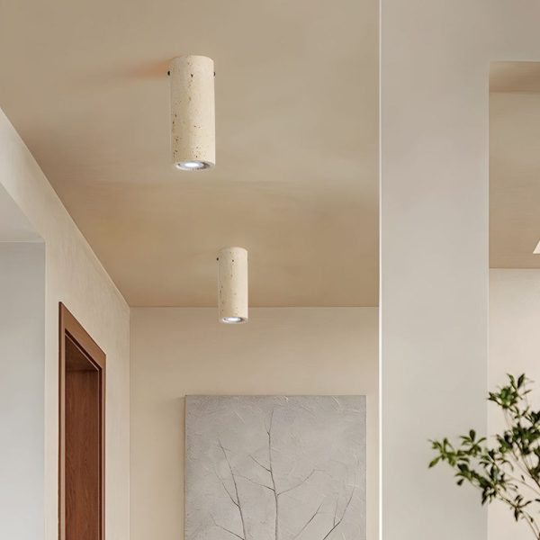 1-Light Modern Yellow Travertine Long Tube Ceiling Lamp for Hallway, Entrance - Image 3
