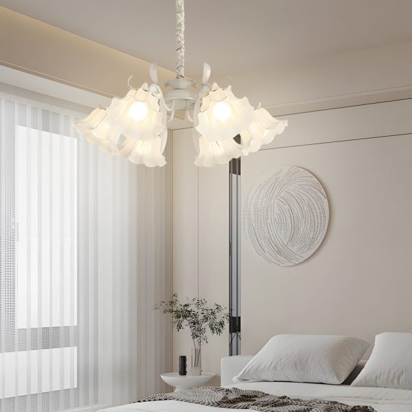 6 Heads Flowers Leaves Three Step Dimming French Style Chandelier Lamp - Image 2
