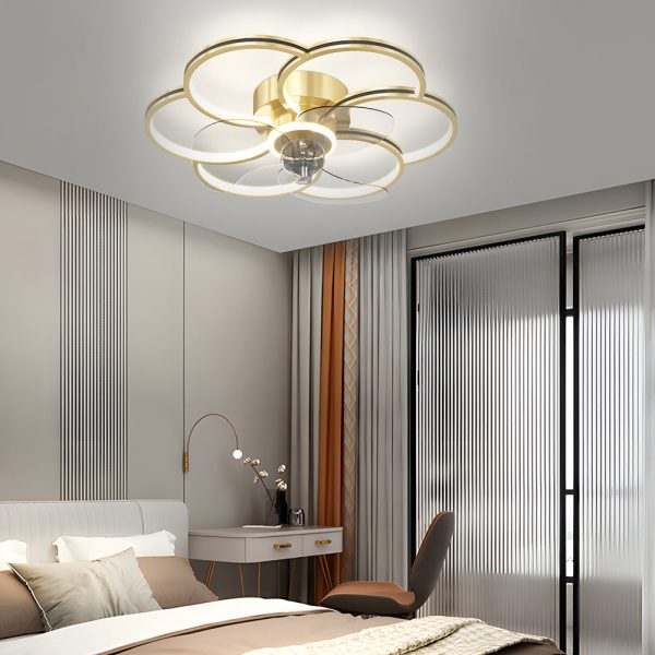 Flower Creative Three Step Dimming LED Silent Modern Ceiling Fan and Light - Image 2