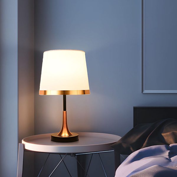 Vintage White/Black and Mid-Century Modern Brass Table Lamp - Image 3