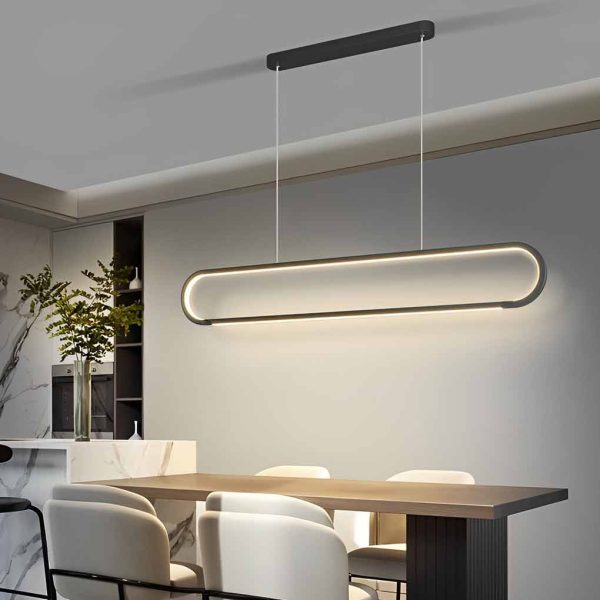 Minimalist Strip Stepless Dimming LED Modern Chandelier Hanging Lamp - Image 6