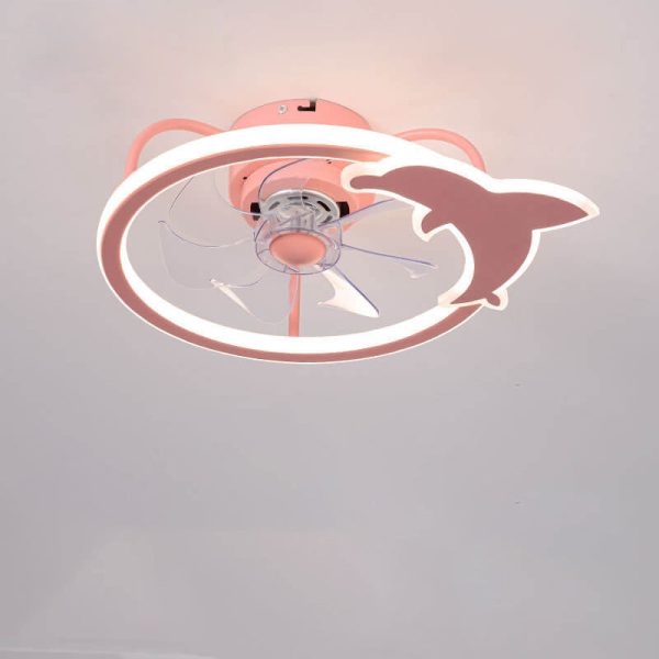 Childlike Star/Dolphin Design Quiet LED Flush Mount Fan Light - Image 16