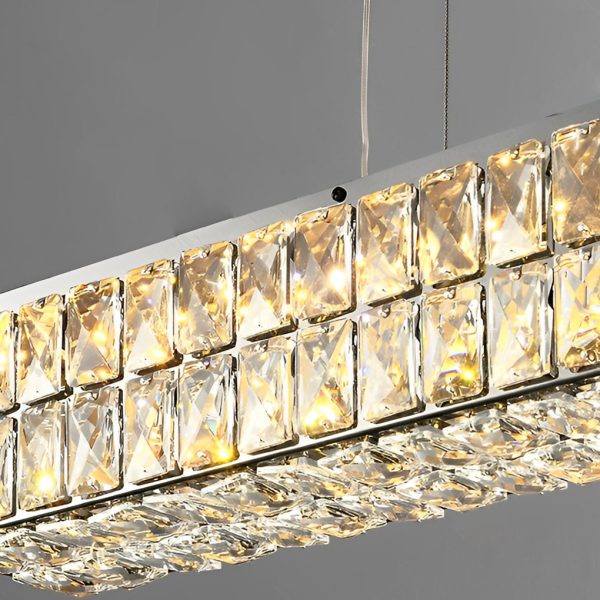 Long Rectangular Three Step Dimming Luxury Modern Crystal Chandelier - Image 4