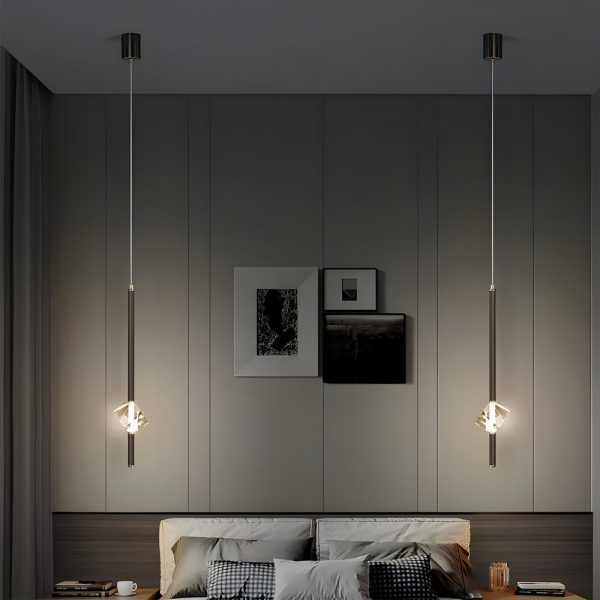 Modern 1-Light Copper Single Crystal Pendant Light with 3-Step Dimming LED - Image 2