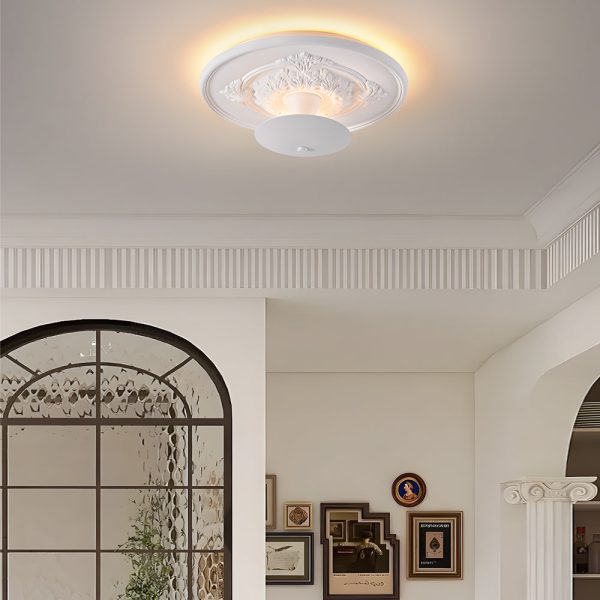 19.7-inch Round Gypsum Relief Dimmable LED Flush Mount Ceiling Light - Image 3