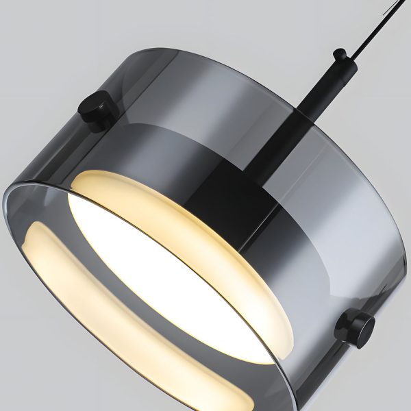Short Cylinder Glass 3 Step Dimming LED Smoke Gray Nordic Pendant Lights - Image 4