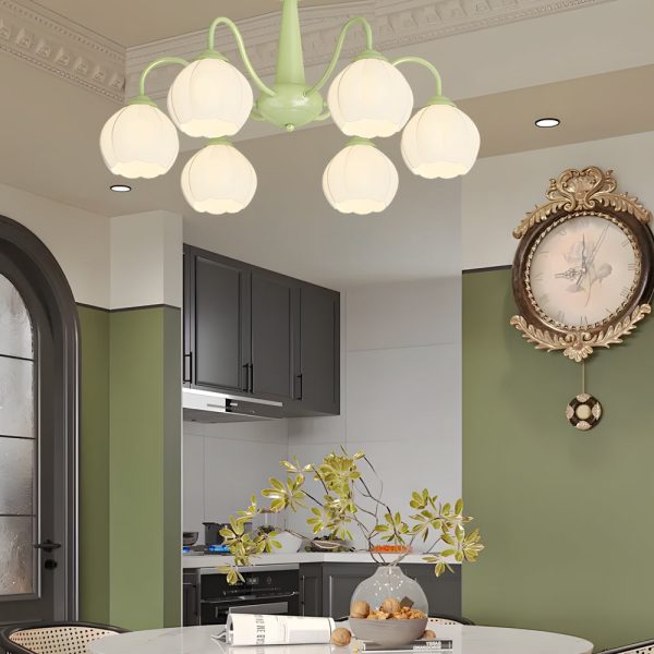 6 Round Flowers Bell Orchid Three Step Dimming Modern Chandelier Lamp - Image 3