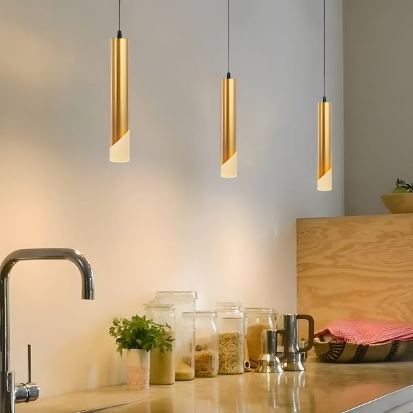 Hardware Slender Cylinder 3 Step Dimming Gold Modern LED Pendant Lights - Image 4