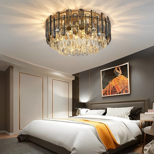 Round Metal Crystal Three Step Dimming Luxury Modern Ceiling Lights - Image 2