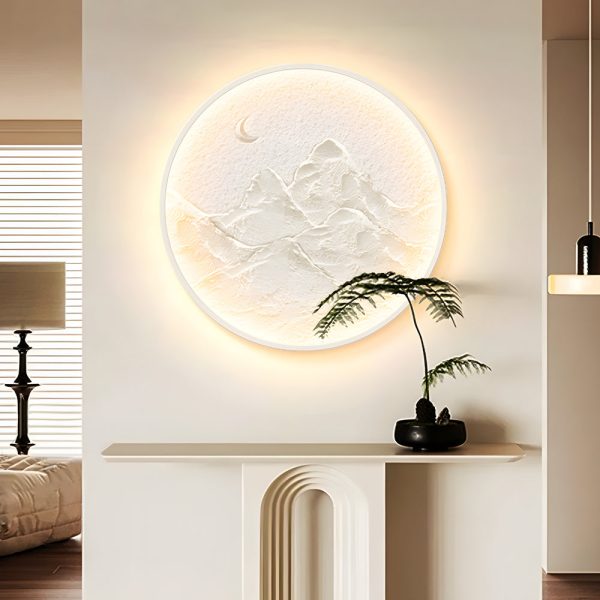 Nordic Moon Wall Sconce - Round Mountain Moon Decorative Painting Lamp - Image 2