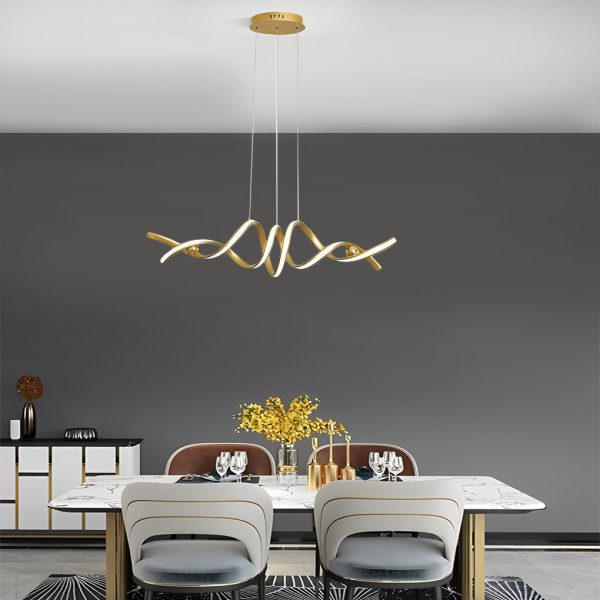 Wave Strip Twisted Creative Stepless Dimming LED Nordic Chandelier Light - Image 2