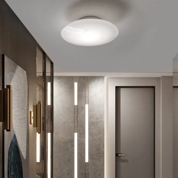 Modern White Glass LED Flush Mount Ceiling Lamp for Bedroom - Minimalist Style - Image 2