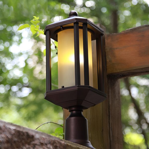 Retro Aluminum Waterproof Rose Gold American Style Outdoor Pillar Lamp - Image 3