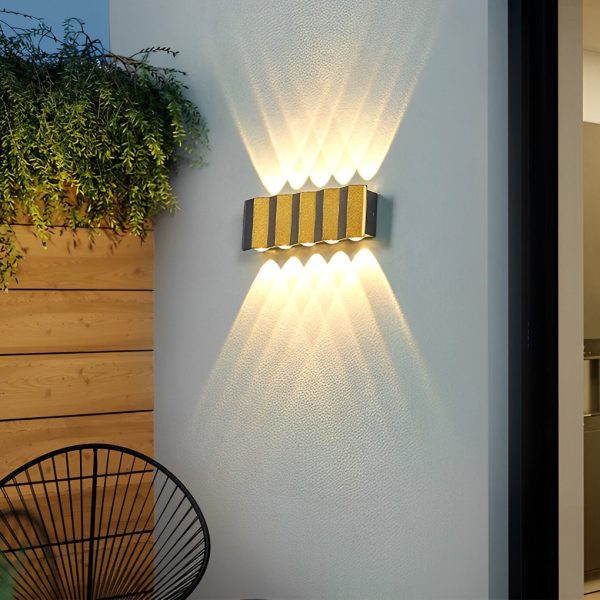 Black & Gold Aluminum LED Outdoor Up Down Wall Light - Image 5