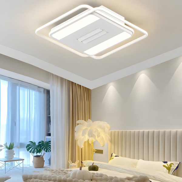 Square Round Stepless Dimming LED Mute White Modern Bladeless Ceiling Fans - Image 2