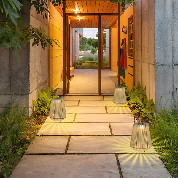 Portable Waterproof Handmade Rattan LED Modern Solar Outdoor Lanterns - Image 4