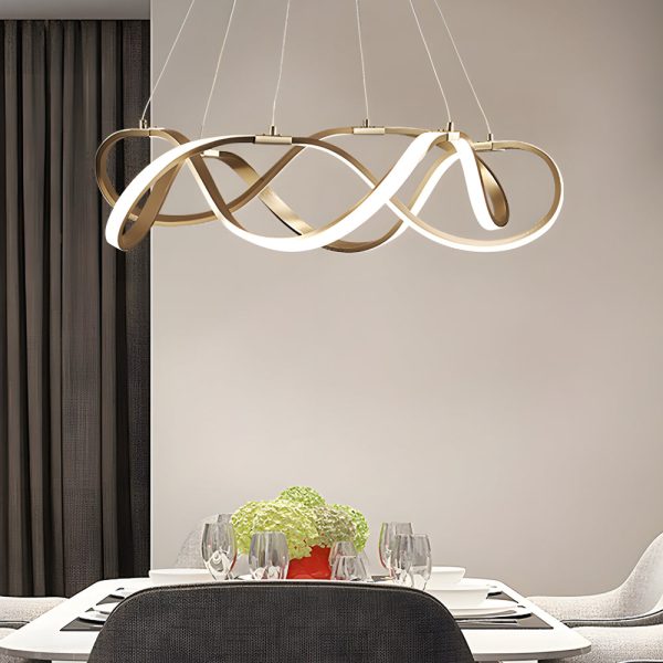 Modern Round Dimmable LED Aluminum Geometric Chandelier - Gold - Image 4