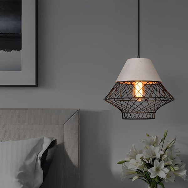 Cement Iron Cage Retro Industrial Pendant Light Kitchen Island Lighting - Image 2