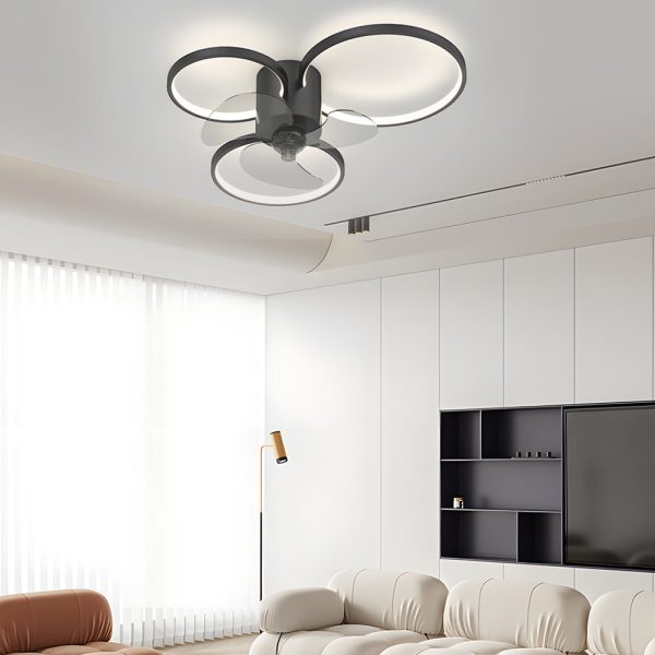 Square Round Rings Three Step Dimming LED Silent Modern Ceiling Fans Lamp - Image 3