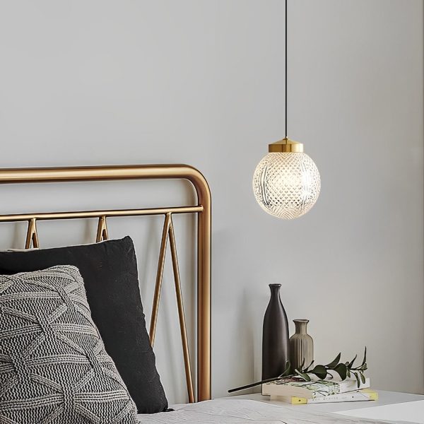 Mini Creative Pattern Round Ball Glass Brass Nordic Pendant Lights - Image 4