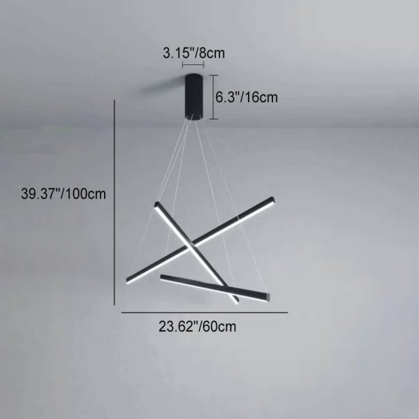 Nordic Light Luxury Iron Aluminum Geometric Line Combination LED Chandelier - Image 9