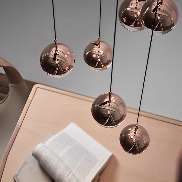 Round Rotating Minimalist Metal Glass Nordic LED Pendant Light Chandelier - Image 7
