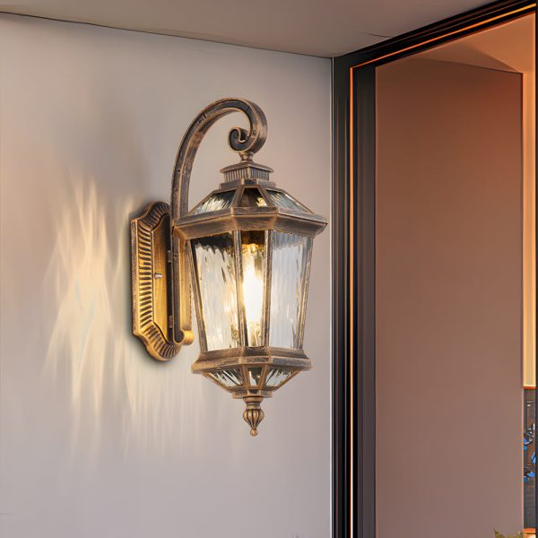 1-Light Black Clear Water Glass Outdoor Wall Light Lantern Wall Sconce Porch Wall Mounted Lights Exterior Wall Lamp - Image 3
