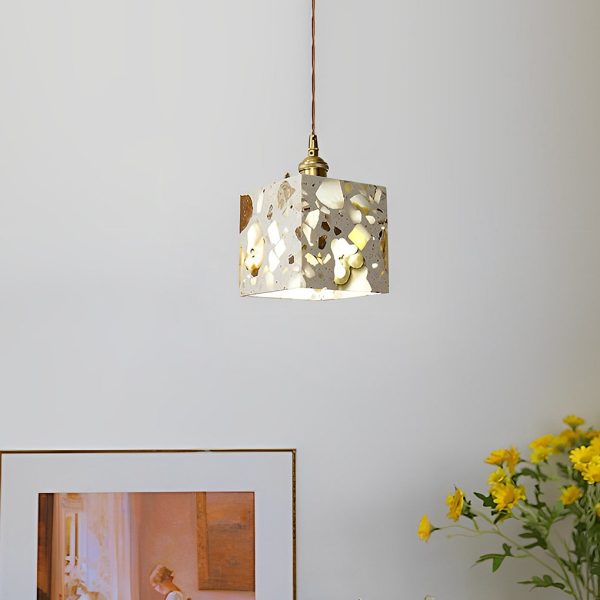 Retro Creative Terrazzo Concrete Eye Protection Nordic LED Chandelier - Image 9
