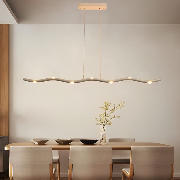 Long Strip Waves Branches Stepless Dimming LED White Modern Chandelier - Image 4