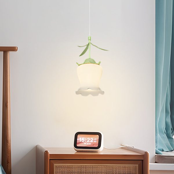 Bell Orchid Flowers Three Step Dimming Green Modern Pendant Lights Fixture - Image 2