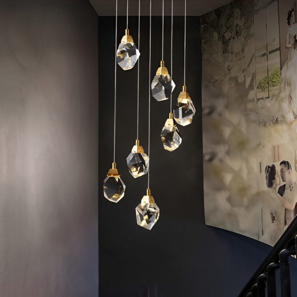 Spiral Crystal Electroplating Metal Modern Duplex Staircase Chandelier - Image 4