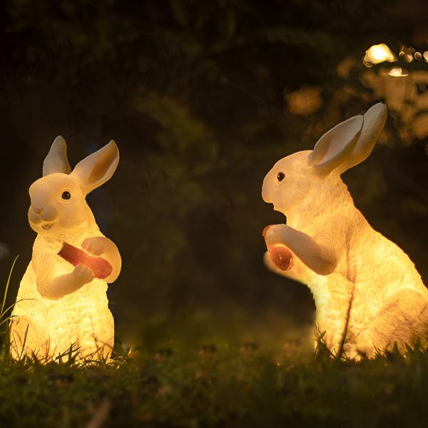 Resin and Fiberglass Rabbit Garden Lights Modern Waterproof Outdoor Lighting