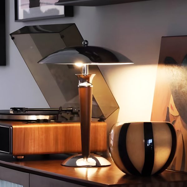 Chrome Mushroom Umbrella Table Lamp 3 Step LED Lights - Image 4