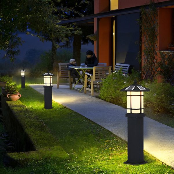 Modern Solar LED Lawn Lamp with Ancient Asian Style Top Waterproof Outdoor Light - Image 5