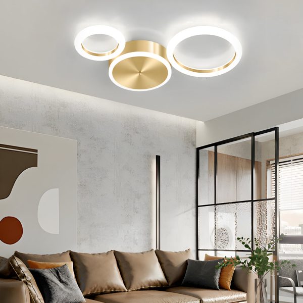 Modern Gold LED Flush Mount Rings Circle Ceiling Light Fixture - Image 3