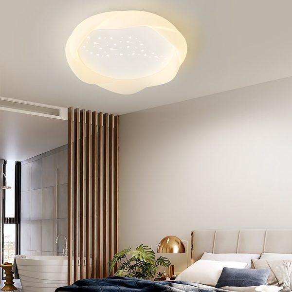 Round PE Shade Iron Three Step Dimming Milky White Modern Ceiling Lights - Image 4
