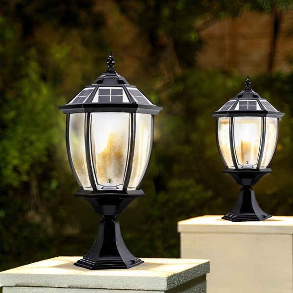 Led Waterproof Black Vintage Outdoor Solar Fence Post Lights with Remote - Image 2