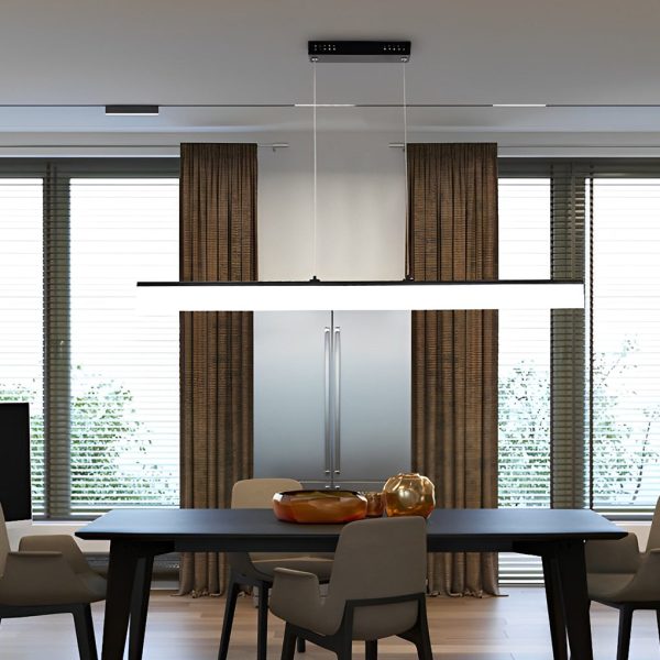 Minimalist Linear Strip Stepless Dimming LED Black Modern Chandelier - Image 3