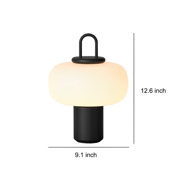 Modern Milk Glass Orb Table Lamp Portable LED Ambient Lighting - Image 4