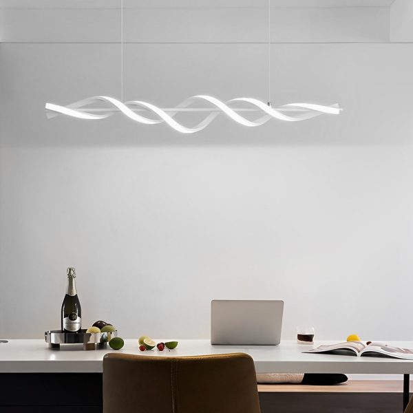 Long Strip Waves Spiral Dimmable LED White Modern Dining Room Chandeliers - Image 3