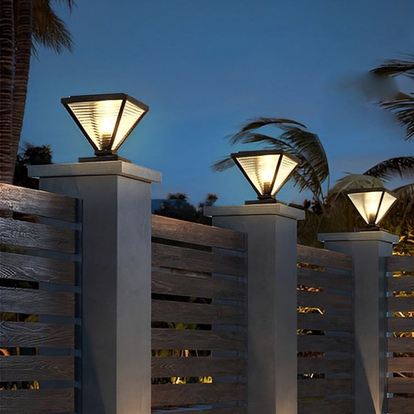 Simple Geometric Shape Waterproof Black Modern Solar Fence Post Lights - Image 3